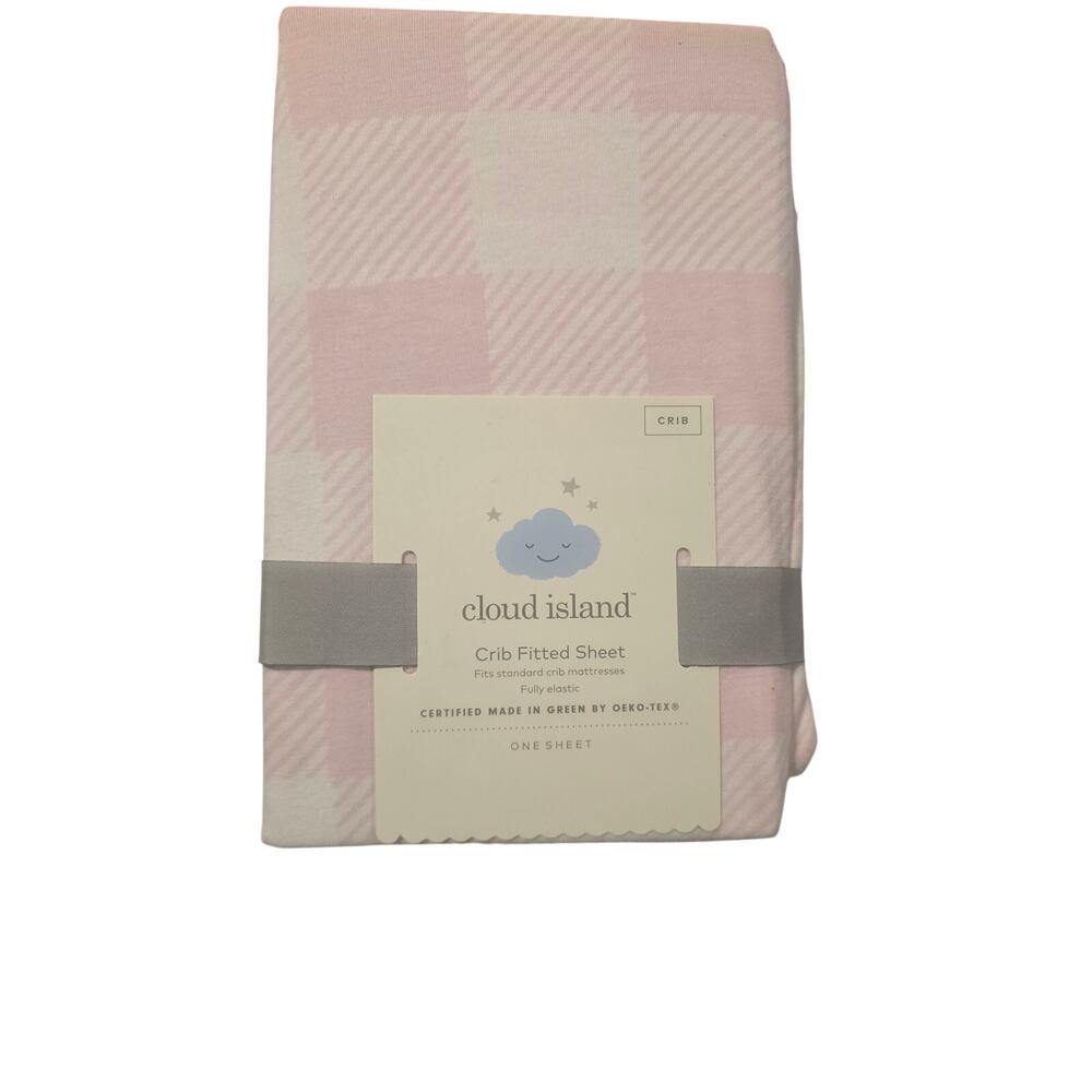 Cloud Island Pink Gingham Crib Fitted Sheet | 28” x 52” | OEKO-TEX Certified